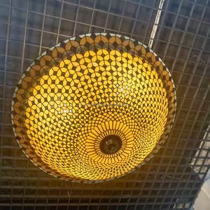 Lámpara Colgante Tiffany de 24 Pulgadas, Hecha a Mano con Vidrio de Colores, Diseño de Escamas de Pez, Estilo Europeo y Americano, LED Blanco Cálido, para Villa - Product Image 4