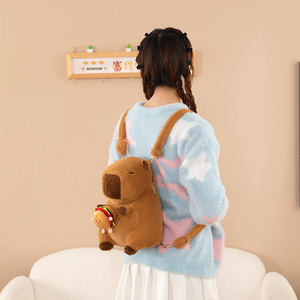 Feiya Yeni Kapibara Peluş Sırt Çantaları Doldurulmuş Hayvan Oyuncakları Sevimli Karikatür Bebek Çantaları Çocuklar İçin Yaratıcı Peluş Figür Pamuklu Toptan - Product Image 3