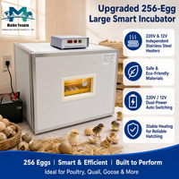 Incubadora de Aves de Corral Automática de Acero Inoxidable de Alta Capacidad para 256 Huevos, Doble Alimentación de Respaldo, Control Inteligente de Temperatura para Pollos y Patos