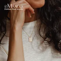 Collier pour femme EManco Dropshipping, pendentif rectangulaire géométrique minimaliste en acier inoxydable couleur or, délicat, pour le quotidien et le bureau