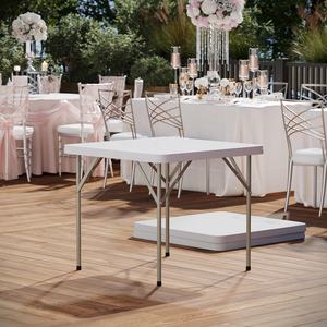 Table pliante d'extérieur portable bon marché table de jardin pliable 6ft tables et chaises rondes en plastique blanc pour événements fête restaurant - Product Image 3
