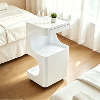 Chariot de rangement roulant polyvalent avec tiroir, chariot utilitaire mobile moderne blanc à 3 niveaux pour salon, spa, salle de bain et maison
