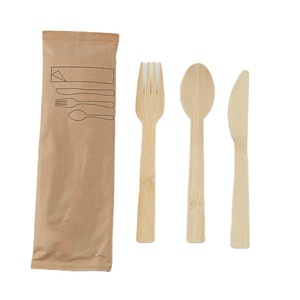 Hot Selling 100% Biodegradable Cutlery Disposable Bamboo Spoon Fork Knife Sets