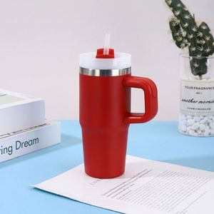 14oz Handle Tumbler Car Travel <b>Mug</b> Vacuum Insulated Non-Slip Bottom Lid Straw for Commuting - Product Image 6