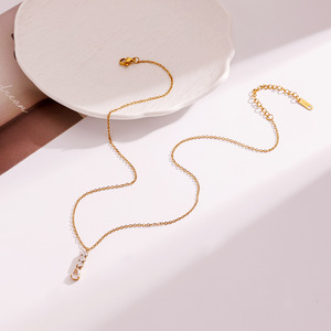 สร้อยคอแสตนเลสสตีล จี้รูปหยดน้ำ ชุบทอง 18k แบบหนามเตย สำหรับใส่ลำลอง - Product Image 4