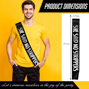 Sie hat gesagt: Keine Stripperinnen – Bräutigam-Schärpe, Neuheit für Junggesellenabschiede, Valentinstag-Ideen, Stoffgeschenke, <span class=keywords><strong>Witze</strong></span>, Gastgeschenke, wiederverwendbare Satin-Partyartikel - Product Image 3
