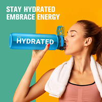 Bouteille d'eau sport de 32 oz avec couvercle anti-fuite à ouverture rapide, sans BPA, personnalisable pour la salle de sport, la remise en forme et l'usage quotidien