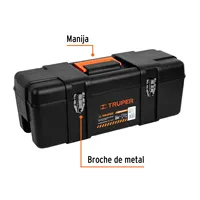 Boîte à outils industrielle en plastique de 26' avec finition thermolaquée et loquets métalliques, 12 compartiments, capacité jusqu'à 100L