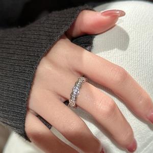 S925 Pure Silver Zircon Woven <b>Ring</b> Simple Fashionable <b>Open</b> Mouth Design Niche Light Jewelry Box Personalized Stackable Inlay - Product Image 2