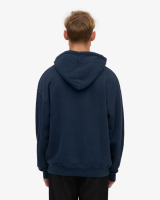 Échantillon gratuit Sweat-shirt à capuche oversize en coton biologique 100, bleu marine, à capuche personnalisé avec marque privée