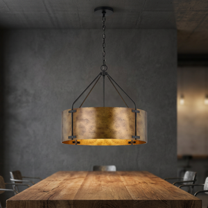 Lámpara Colgante Industrial Vintage de Metal con Forma de Tambor, Hierro Negro, E26 LED, Pantalla Grande, para Sala de Estar - Product Image 2