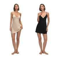 Elegante Camisón de Satén Térmico sin Espalda con Ribete de Encaje, Ropa de Dormir Sexy para Mujer, Vestido Cómodo para el Hogar, Lencería