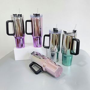 Vaso Térmico Mágico de 40oz con Revestimiento Espejo para Sublimación, con Asa y Tapa con Popote, para Café, Bebidas Frías, Ideal para Viajes en Camión o Auto - Product Image 2