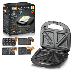 RAF Electric 4-in-1 Multifunctional Sandwich <b>Maker</b> with Donut Nuts Panini & <b>Waffle</b> Functions Non-Stick Coating - Product Image 1