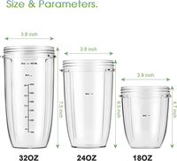 Pièces de rechange pour blender Nutrbullet, lot de 2 gobelets de 32 oz avec couvercle rabattable et joints en caoutchouc, compatibles avec les blenders 600W 900W