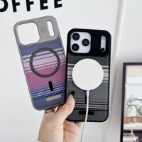 Nouvelle arrivée, étui de téléphone portable antichoc avec anneau magnétique de couleur unie pour 16 17 Pro Max, PC+PU cuir, protection de l'appareil photo