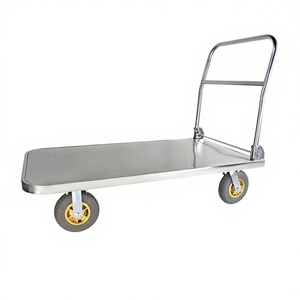Carretilla de Plataforma de Acero Inoxidable, 1200x600mm, 2 Ruedas, Uso Industrial Resistente, Color Plateado - Product Image 1