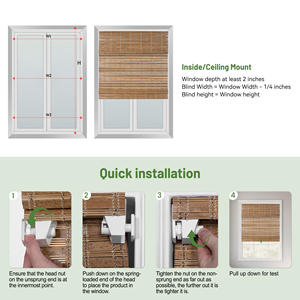 Sinsbest No Drill Sin herramientas Bambú Roman Shades, Oscurecimiento de la habitación Natural Inalámbrico, Protección UV Fácil de instalar Dormitorio <span class=keywords><strong>Cocina</strong></span> - Product Image 6