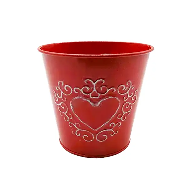 سانت عيد الحب هدية الديكور مسحوق المغلفة شمعدان معدني أحمر زهرة اصطناعية الغراس حديقة وعاء مع تنقش القلب