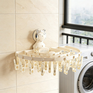 Round Sock Drying <b>Rack</b> With Clips Wall Mounted Balcony <b>Storage</b> <b>Rack</b> - Product Image 3