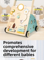 Chariot de marche en bois pour enfants, poussette, jouet à pousser et à tirer, chariot de courses de simulation, jouet d'activités multifonctionnel, capacité de charge de 5 kg