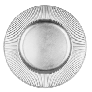 Placa de cargador de Metal con acabado plateado, diseño acanalado, borde, patrón redondo, servidores de cena para el hogar, cafetería, cantimploras, platos, servicio de comida - Product Image 1