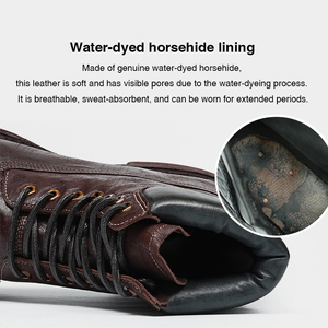 OEM Custom Handmade Men's Formal High Top Lace-Up Goodyear Welted Leather <b>Boot</b> New Import Horsehide Lining Ankle Soft Washed - Product Image 3