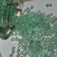 Manik-manik Kaca Hexagon 2-Cut Gaya Jepang, Manik-manik Lepas untuk Pembuatan Perhiasan Gelang Kalung DIY Grosir