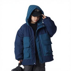 <span class=keywords><strong>Veste</strong></span> coupe-vent pour garçon style montagne, en nylon avec rembourrage en polyester, à capuche, color-block, hiver 2025, épaisse, chaude et tendance - Product Image 1