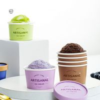 Modèles personnalisables de vente chaude biodégradables spécifications multiples gobelets en papier de crème glacée de stratification de qualité alimentaire
