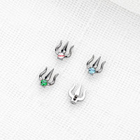 Boucles d'oreilles Trident en alliage de titane F136 Yunnique avec incrustation de zircon, clous de cartilage, bijoux de piercing tendance pour usage quotidien