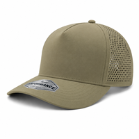 Gorra de Béisbol de 5 Paneles de Poliéster Perforada con Láser, Resistente al Agua, UPF50+, Cierre a Presión
