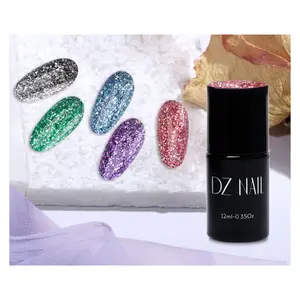 Yeni tasarım 15ml Glitter jel lehçe kırık elmas renkli platin jel Glitter renk serisi Uv jel oje