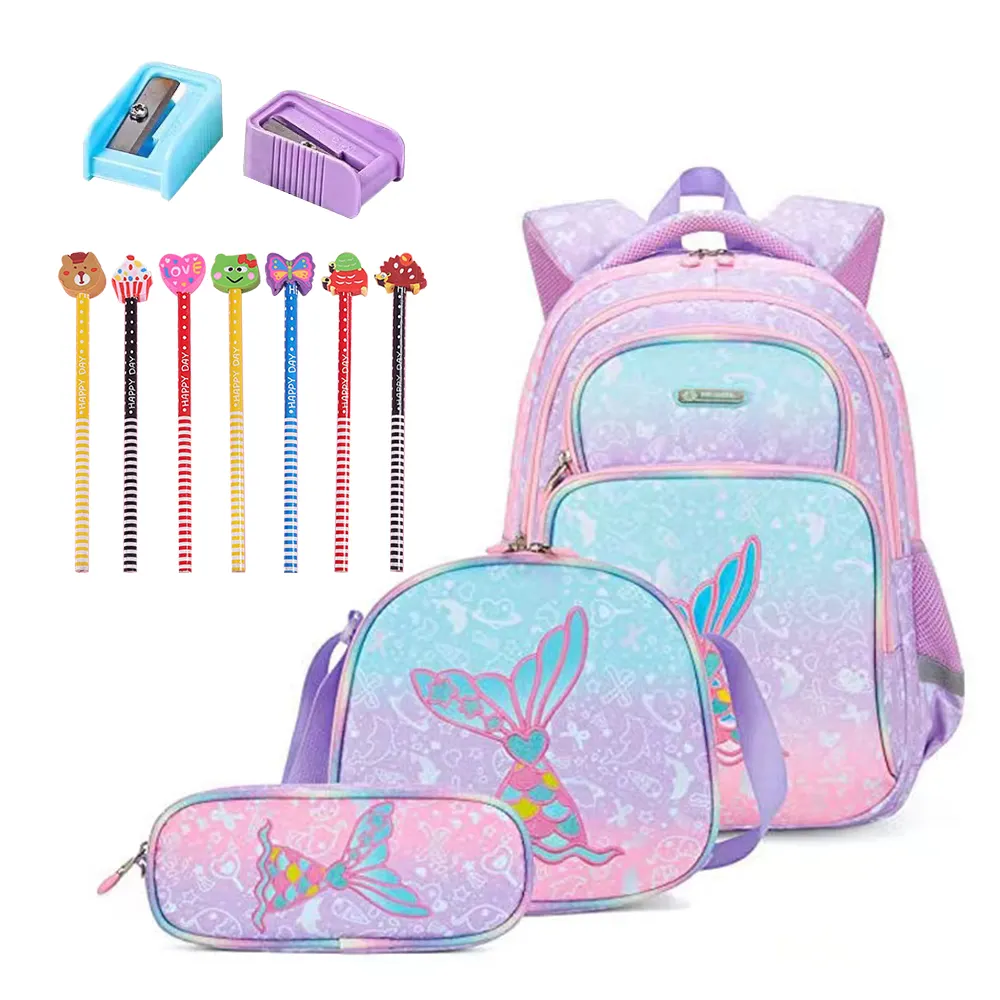 Back to School Supply Kit Essentials Box Bundle School Essentials Fish Schoolbag Sacapuntas Útiles escolares para niños