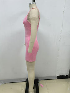 Top Quality Celebrity Shining nappa con scollo a v paillettes perline Runway MINI abito da sera da sera - Product Image 4