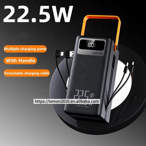 Dış Mekan Ultra İnce Taşınabilir Yüksek Kapasiteli PD 22.5W Hızlı Şarj 100000mAh Powerbank Dahili 2 Kablo LED Işıklı Çoklu Portlu - Product Image 6