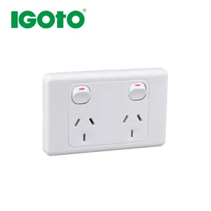 10A 15A SAA australian new zealand electrical horizontal wall double pole power point switched socket AS318