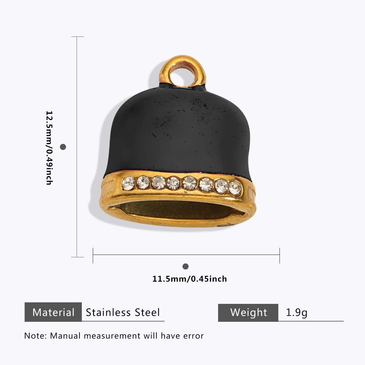Pendentif pavé émail cloche-noir