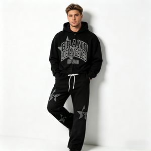 Vente en Gros Ensemble de Vêtements Streetwear pour Hommes, Nom de Marque Personnalisé, Tenue Deux Pièces, Sweat à Capuche Zippé et Jogging - Product Image 2