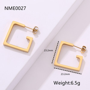 Pendientes geométricos únicos de <span class=keywords><strong>plata</strong></span> y oro para mujer, acero inoxidable, envío directo, corazón, estrella, triángulo, aro, diseño exagerado - Product Image 6