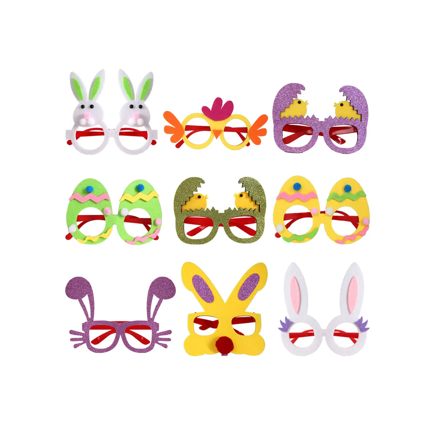 LOW Moq 2023 Bulk Hot Easter egg bunny chick Felt Hatching Egg Glasses Party decoration Animal Glasses funny eyeglasses frame