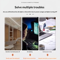Lampe de bureau à bande lumineuse blanche, lampe de lecture LED à fixation magnétique, protection des yeux, pour étudiants uniquement, pour dortoir, à intensité variable, alimentée par USB