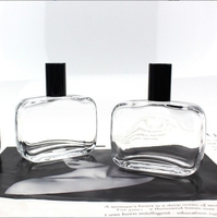 Buse de pompe à pression de 75ml Bouteille d'emballage cosmétique en verre transparent Bouteille de parfum à jet plat