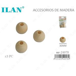 Perline in legno Ilan da 30 mm con foro grande per lavori artigianali e progetti fai da te - Product Image 1