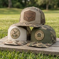 Casquette de baseball en maille camouflage à 7 panneaux avec logo en caoutchouc personnalisé, casquette de chasse d'extérieur à visière plate, casquette snapback, fabricant OEM ODM BSCI