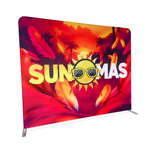 Tension Stand Pop Display Aluminum Alloy Frame Waterproof Event Portable Backdrop Custom Print Tension Fabric Photo Exhibition