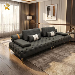 Canapés de luxe pour salon, canapé en cuir capitonné italien, canapé modulaire de luxe pour villa, meubles de salon - Product Image 6