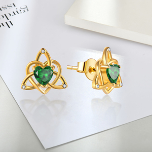 थोक फैशन 18के सोने की प्लेटेड s925 फाइन सिल्वर स्टर्लिंग हृदय स्टड बालियां महिला गहने उपहार एलर्जी मुक्त - Product Image 2