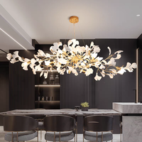 Lustre de style nordique avec des feuilles de ginkgo, lustres pour salon, luminaires suspendus, luminaire pour hall d'hôtel