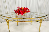 Table à gâteau ronde en métal doré de la marque Furun Factory Design avec plateau en verre cristal pour mariage, événement, anniversaire, décoration